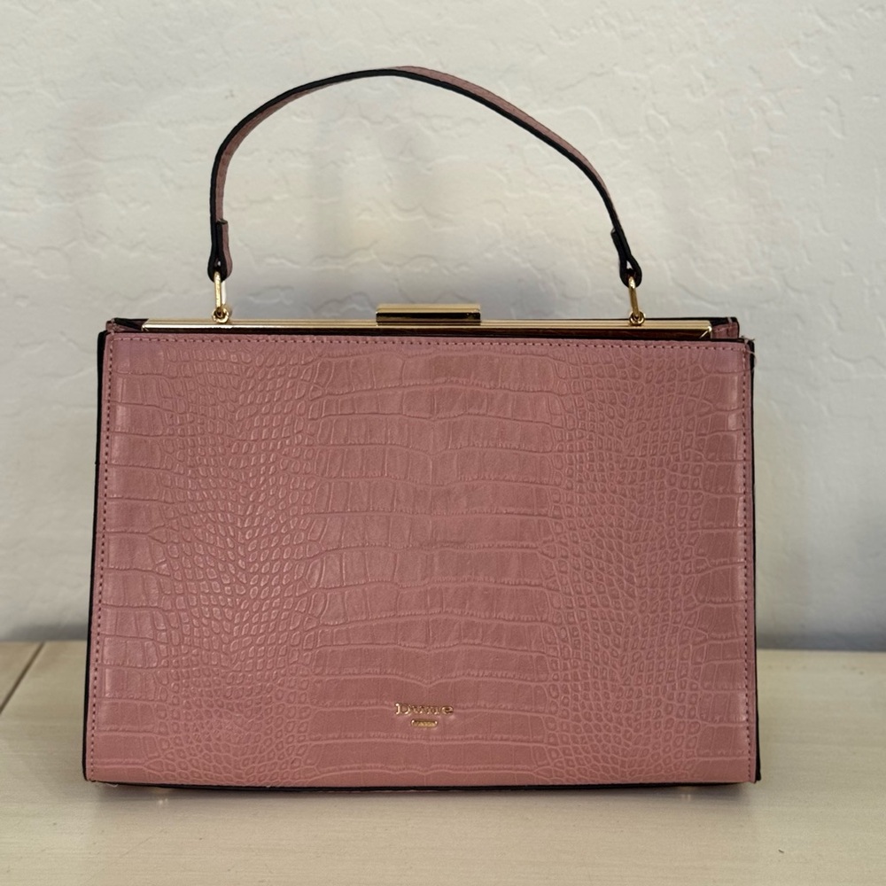 Elegant Pink Crocodile-Embossed Dune Handbag